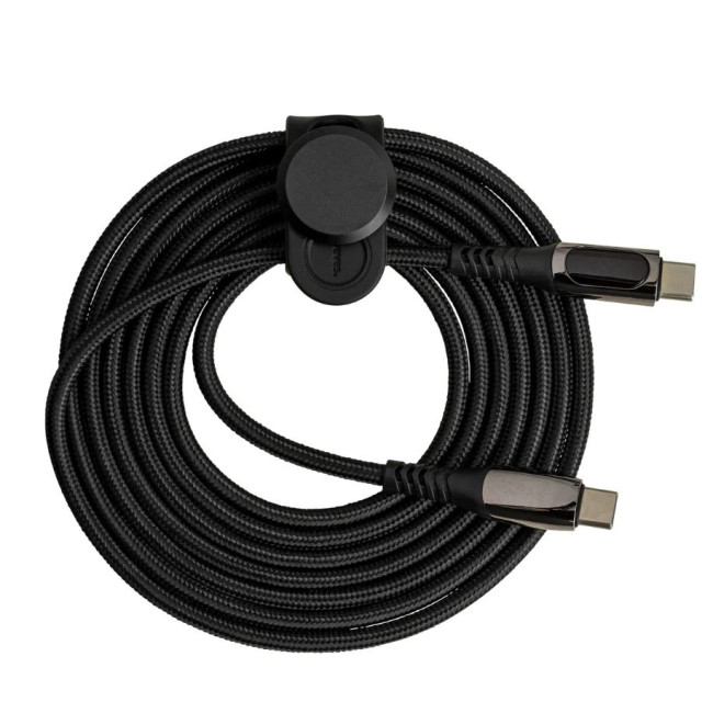 Custom Printed USB-C Cable With Display and Cable Tie Black 100W - Image 1