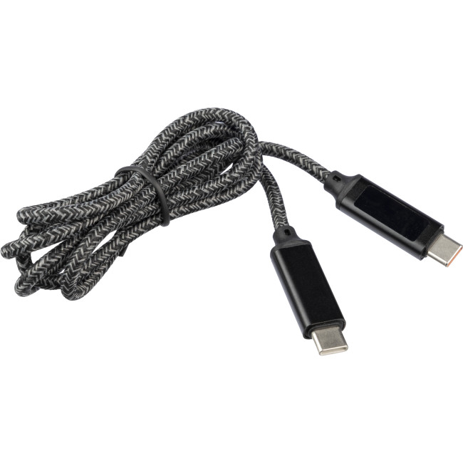 Custom Printed Nylon Fabric Charging Cable 1m 65W