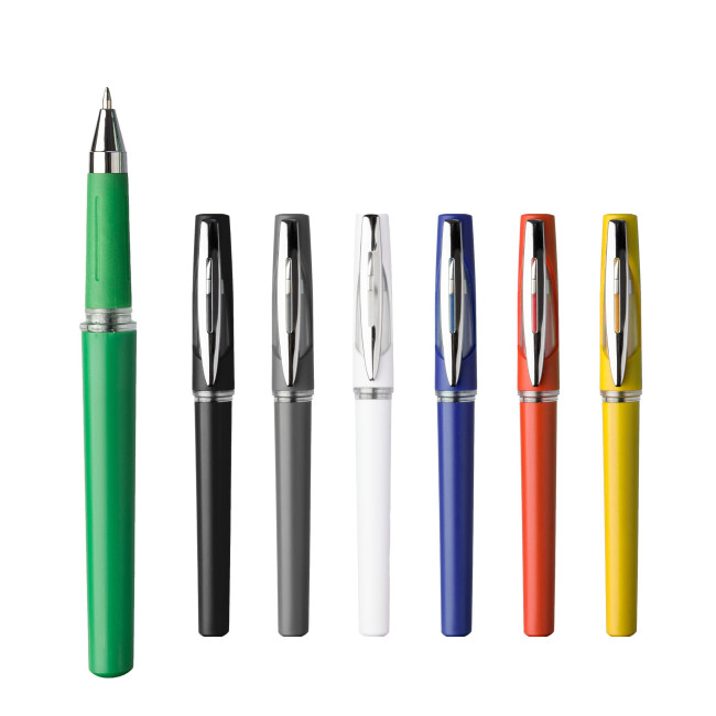 Custom Printed Plastic Gel Pen With Metal Clip