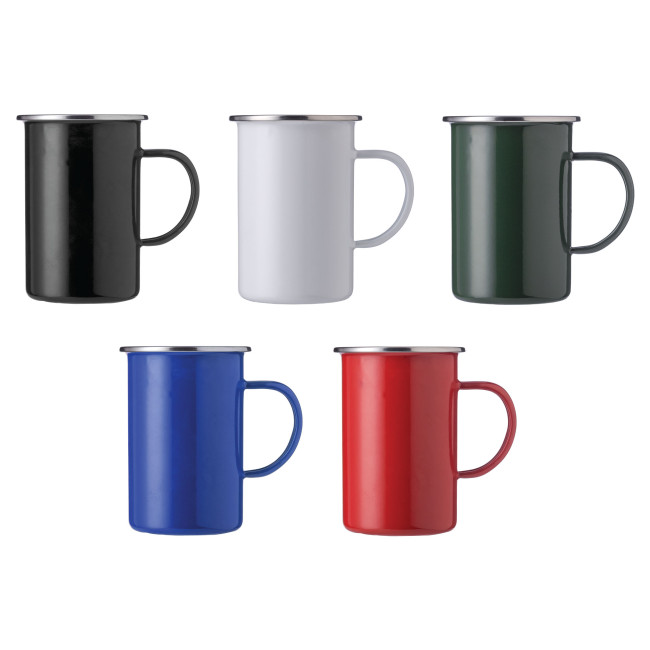 Custom Printed Enamelled Steel Mug 550ml - Image 1