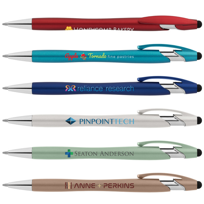 Custom Printed La Jolla Recycled Pen With Stylus & Anti-Fraud Ink