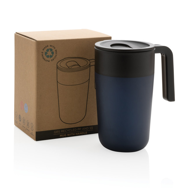 Custom Printed GRS Recycled PP And SS Mug With Handle 480ml - Image 2