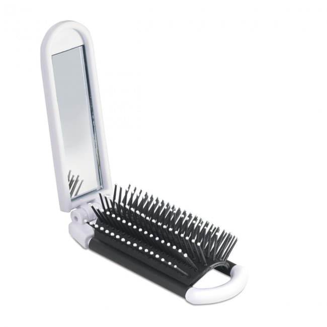 Custom Printed Foldable Hairbrush With Mirror - Image 1