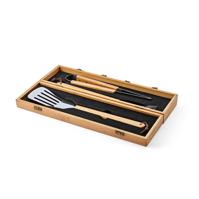 Custom Printed Turner Barbecue Set Bamboo - Image 1