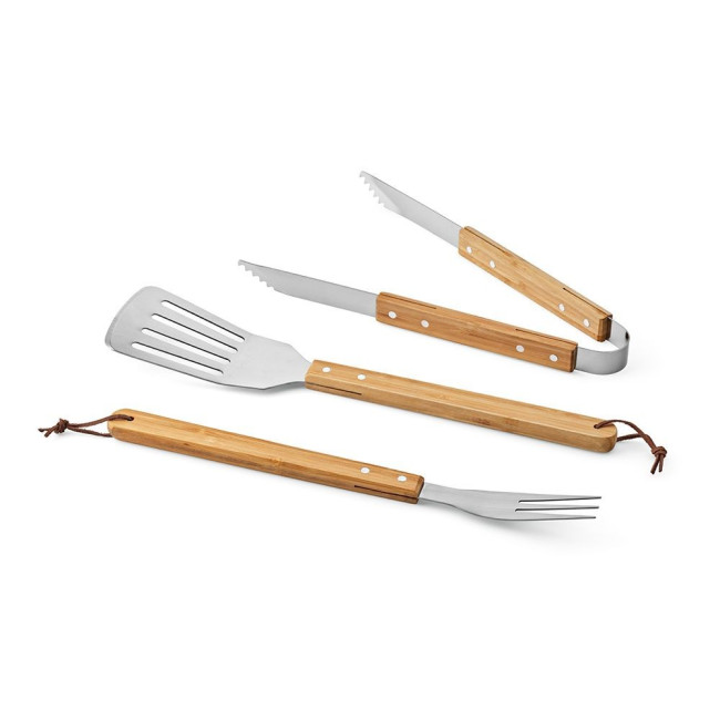 Custom Printed Turner Barbecue Set Bamboo - Image 2