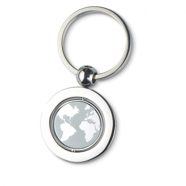 Custom Printed Globe Metal Keyring - Image 3