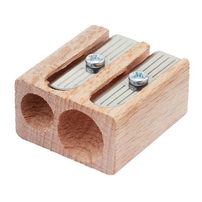 Custom Printed Green & Good Double Pencil Sharpener - Sustainable Timber