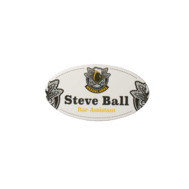 Custom Printed Always Recycled Essential Name Badge - Oval