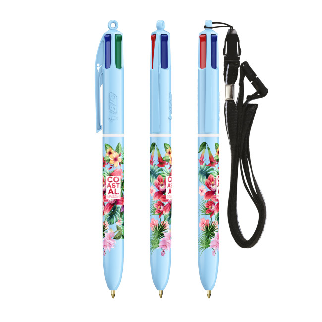 Custom Printed BIC 4 Colours Pastel + Lanyard Digital