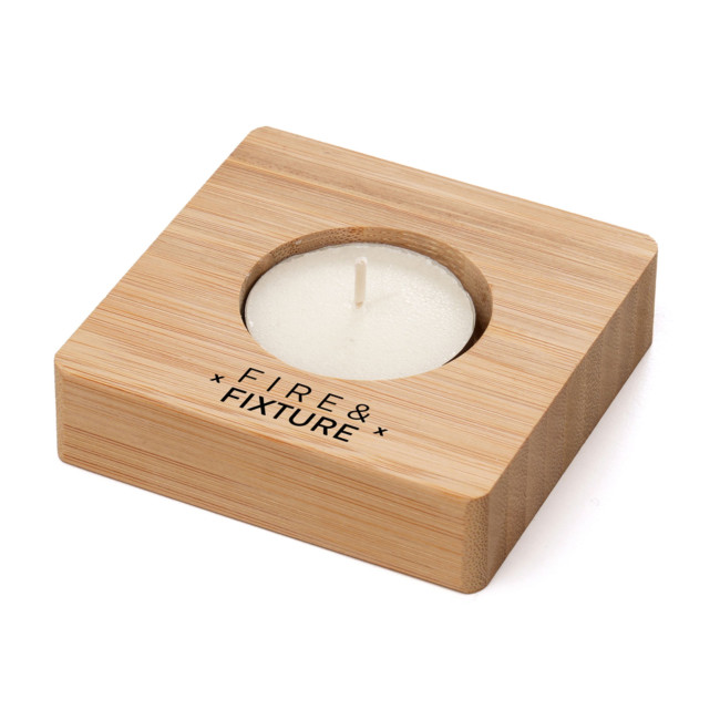 Custom Printed Bamboo Tealight Holder (Includes Tealight)