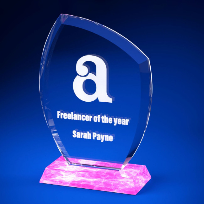 Custom Printed Shield Crystal Award - Image 4