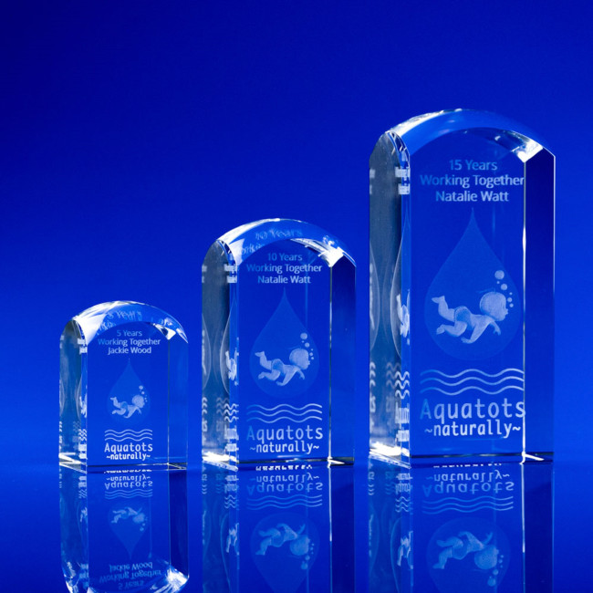 Custom Printed Dome Tower Crystal Award, 175 - Image 2