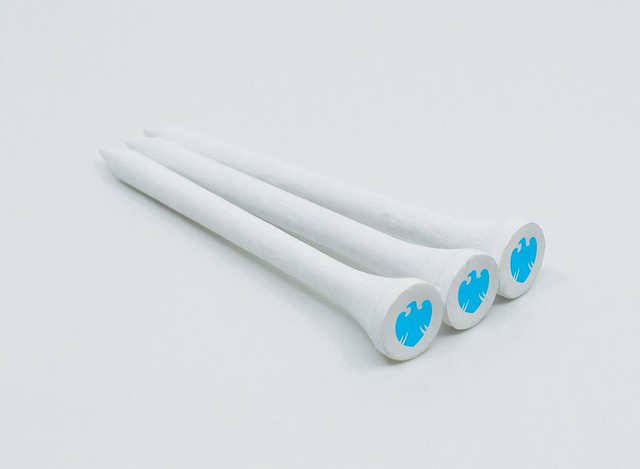 Custom Printed 54mm White Bamboo Golf Tees Printed 1 Colour In The Cup