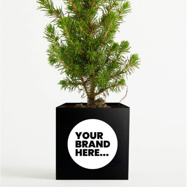 Custom Printed Christmas Tree in Black Aluminium Pot