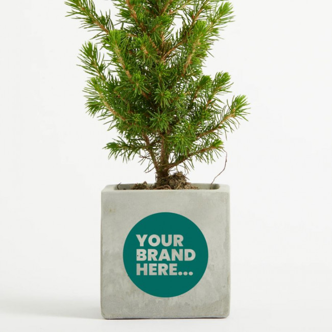 Custom Printed Christmas Tree in Marble Concrete Pot - Image 1