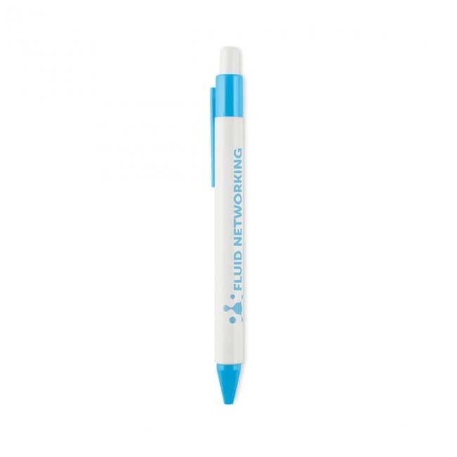 Custom Printed Plastic Push type pen blue in - Image 5