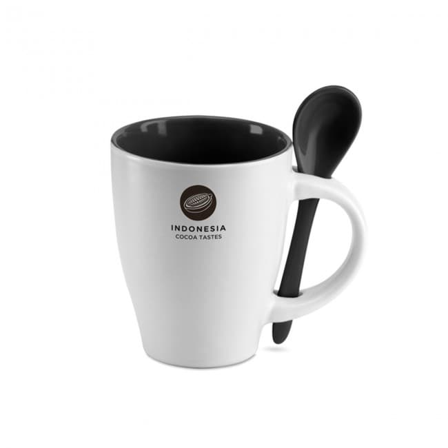 Custom Printed Bicolour Mug With Spoon 250ml - Image 4