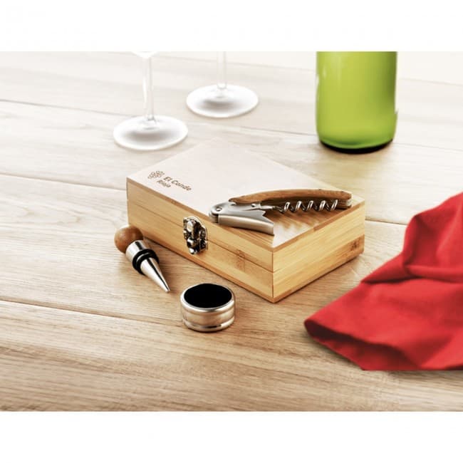 Custom Printed Wine Set In Bamboo Box - Image 6