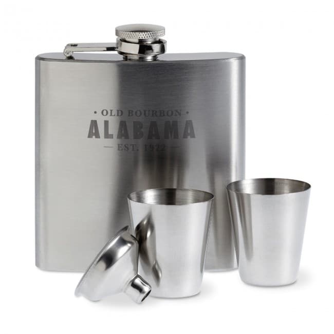 Custom Printed Slim Hip Flask With 2 Cups Set - Image 1