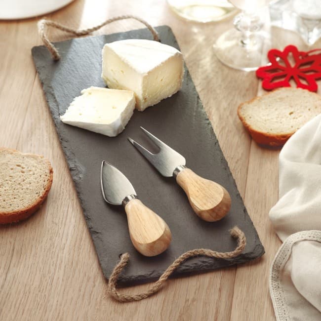 Custom Printed Slate cheeseboard with 2 kniv - Image 2