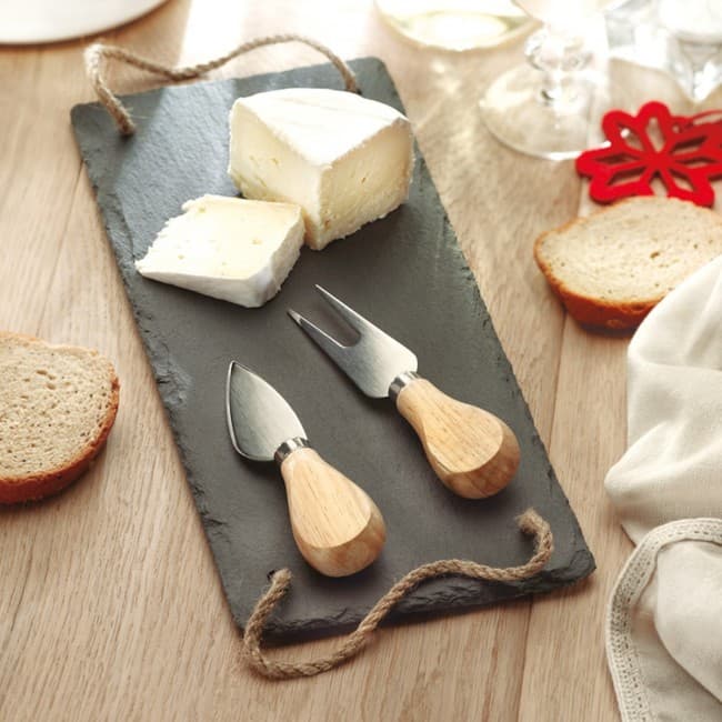 Custom Printed Slate cheeseboard with 2 kniv - Image 3