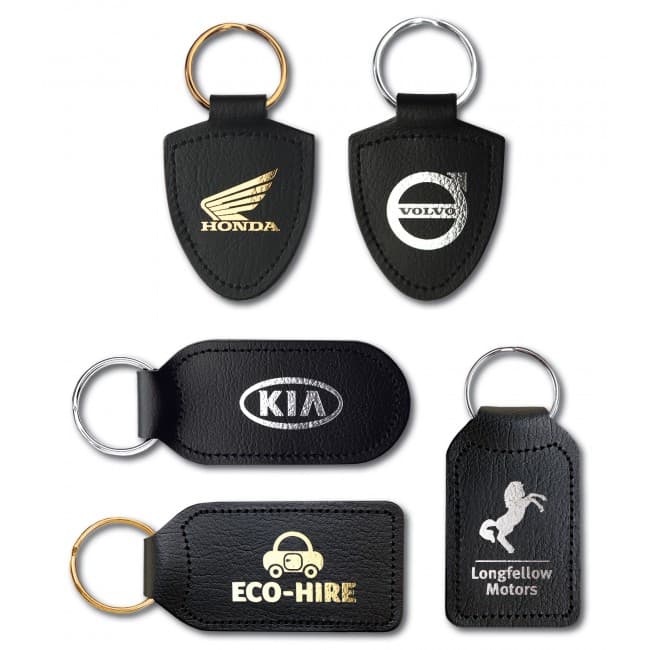 Custom Printed Large Rectangular Bonded Leather Keyfob