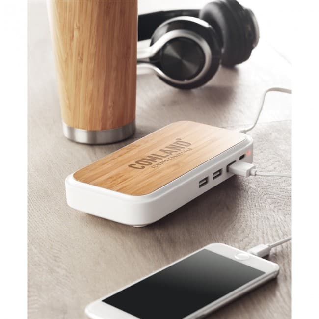 Custom Printed Wireless charger in bamboo - Image 3