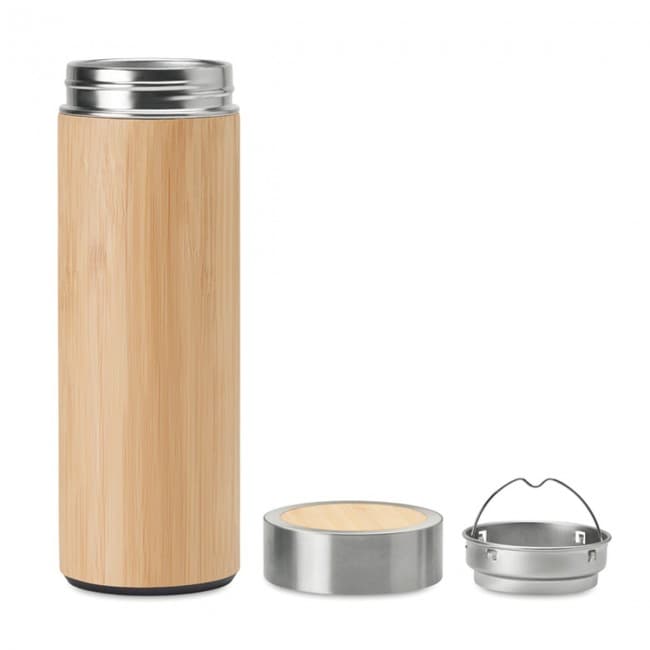 Custom Printed Double Wall Bamboo Flask 400ml - Image 6