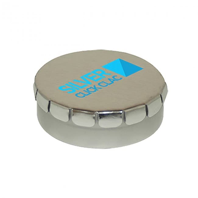 Custom Printed 53mm Click Clack Mint Silver Tin