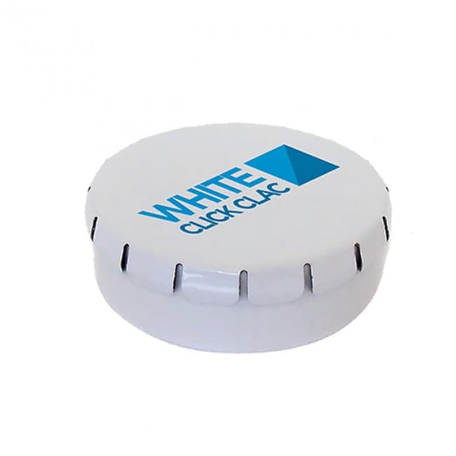 Custom Printed 53mm Click Clack Mint White Tin