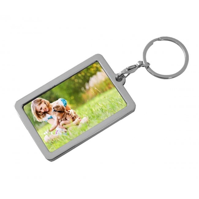 Custom Printed Brushed nickel Metal Keyring