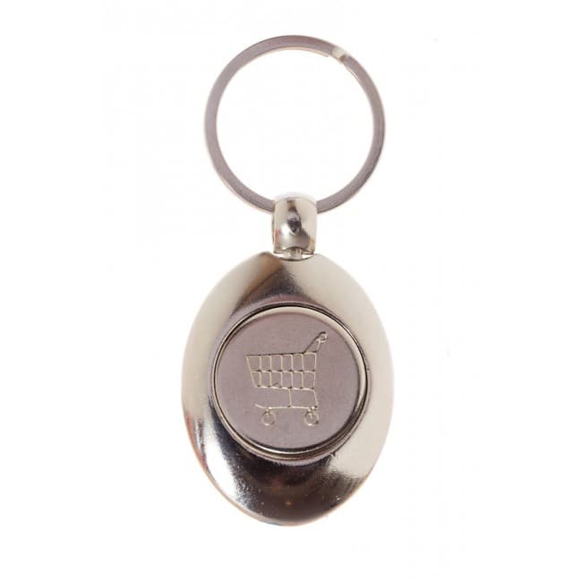 Custom Printed Metal Trolley Coin Keyring - Image 1