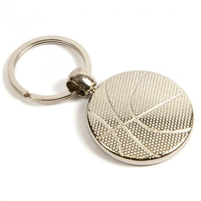 Custom Printed Silver Metal Basketball Keyring