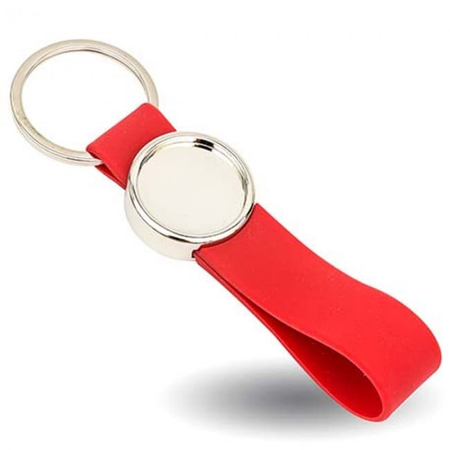 Custom Printed Metal Keyring with Silicone Loop - Image 1