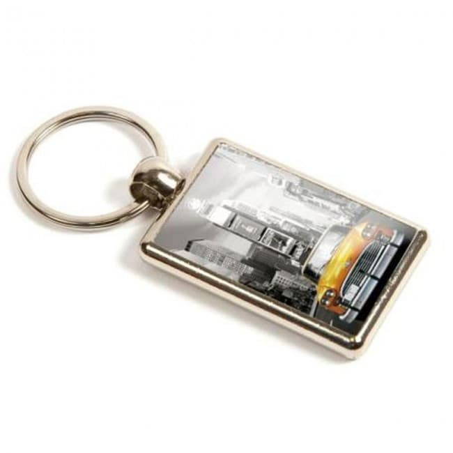 Custom Printed Silver Metal Double Sided Rectangular Keyring