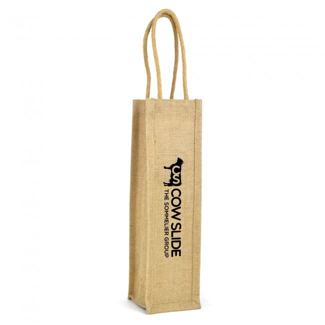 Custom Printed Collapsible Jute Wine Bag - Image 1