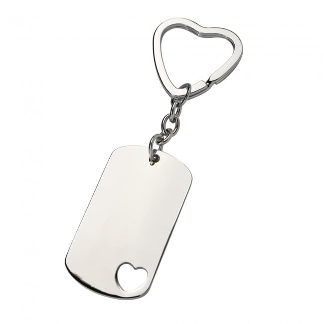 Custom Printed heart ID dog tag keyring