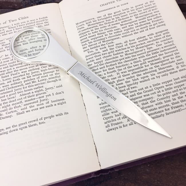 Custom Printed letter opener with magnifying glass