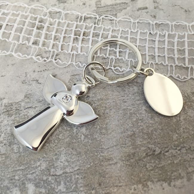 Custom Printed Crystal Angel Keyring