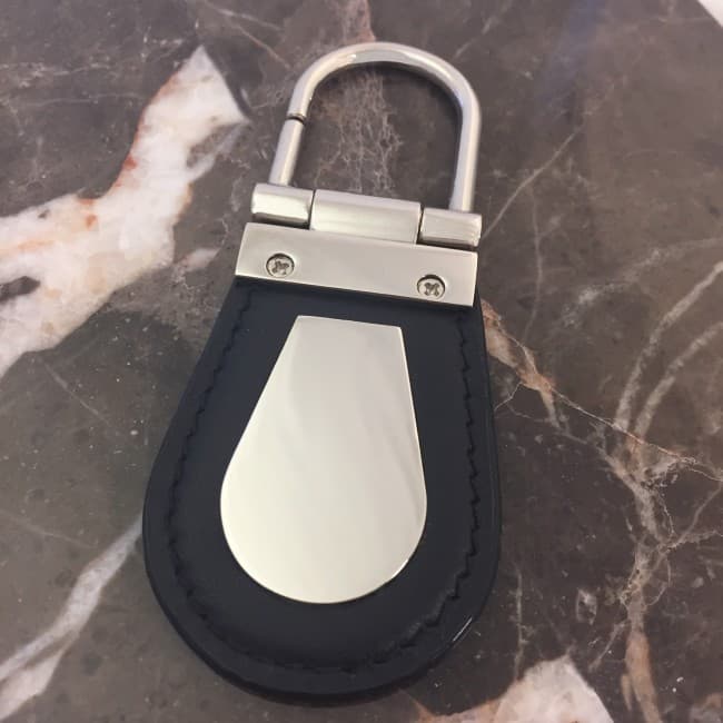 Custom Printed Black Leather keyring