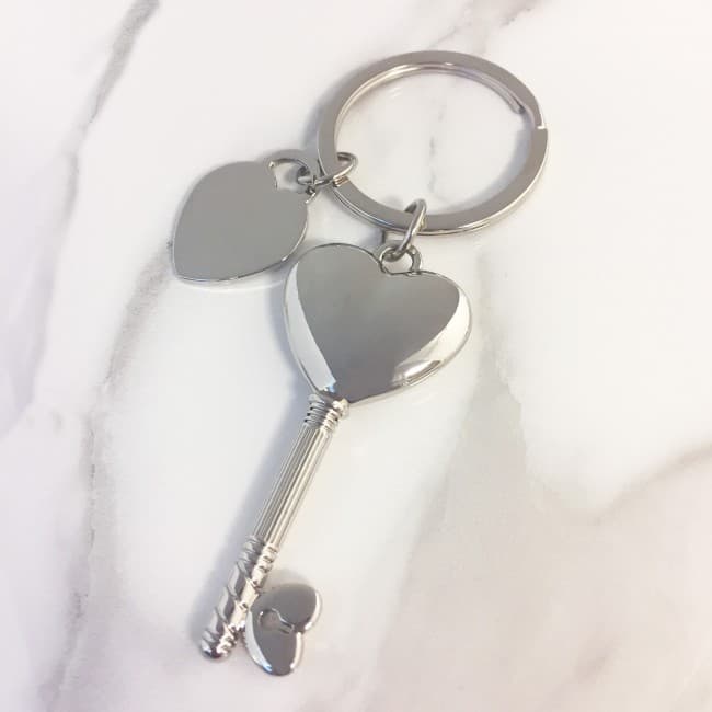 Custom Printed Heart Key Keyring