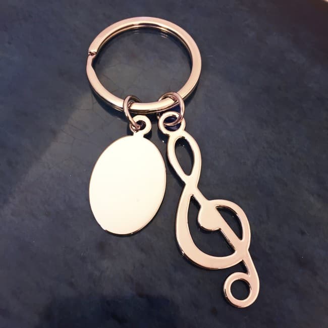 Custom Printed Treble Clef Keyring