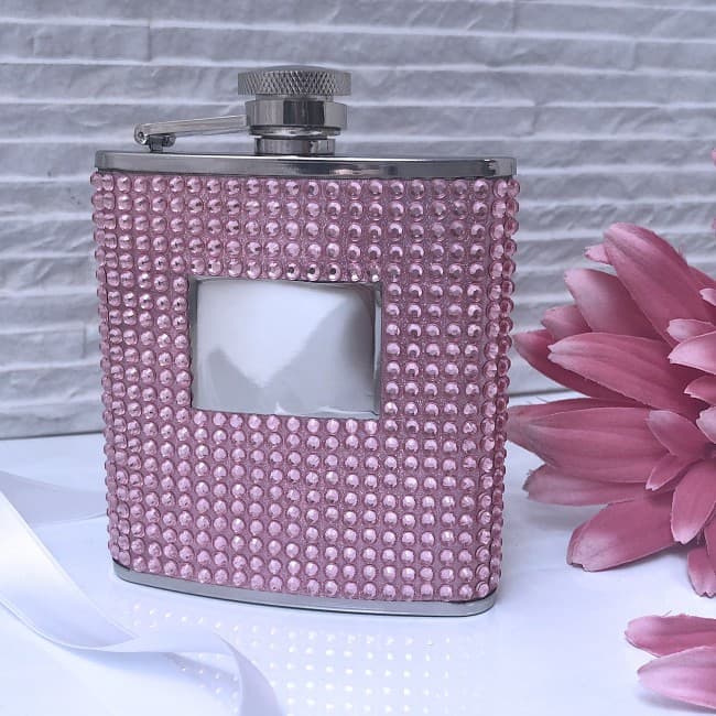 Custom Printed ladies Pink bling flask