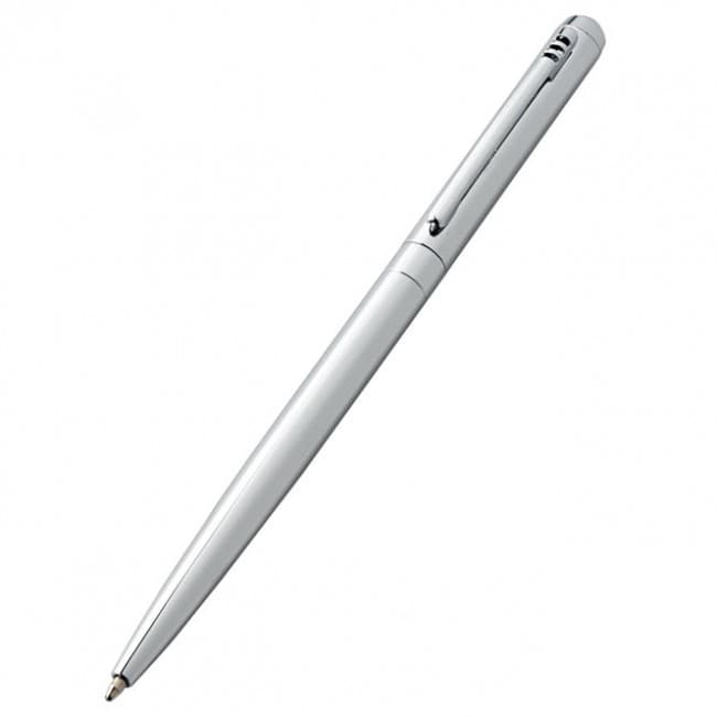 Custom Printed Slim Ballpoint Pen - Chrome - with Soft Touch in Cube Aluminium Box