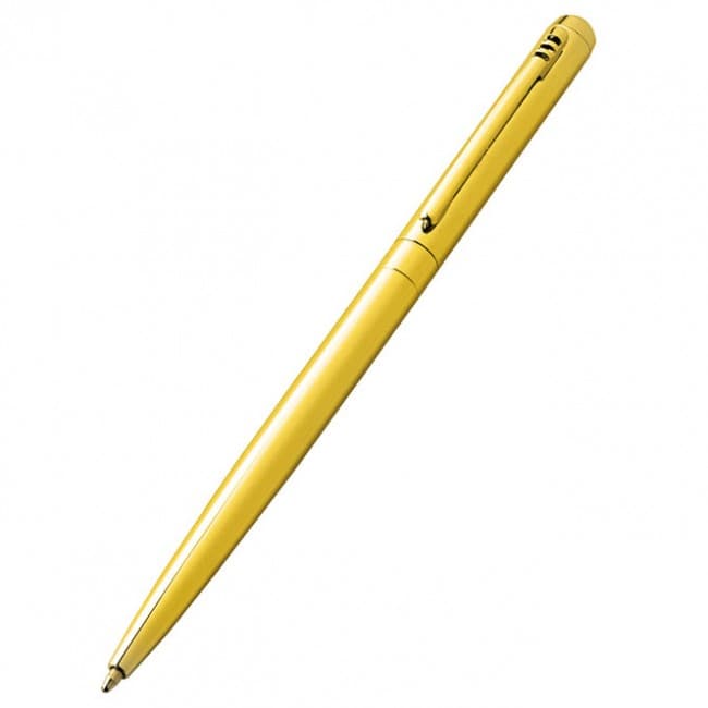 Custom Printed Slim Ballpoint Pen - Gold - with Soft Touch in Cube Aluminium Box