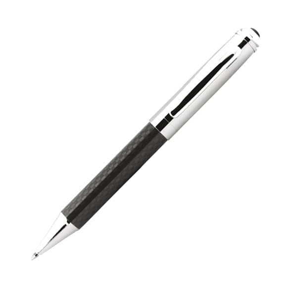 Custom Printed Carbon Fibre Ballpoint Pen - Chrome - in Chrome Box