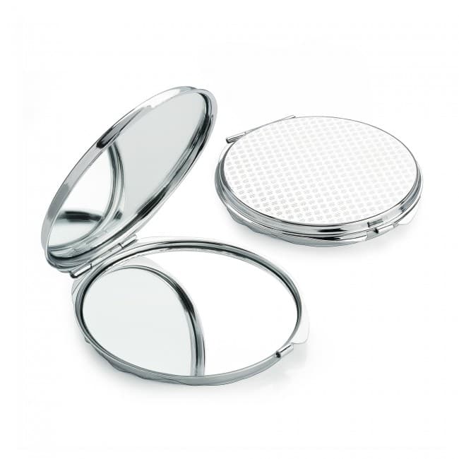 Custom Printed Silver Coloured Double Compact Mirror