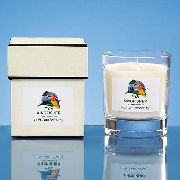 Custom Printed 240g Clear Glass Scented Candle in a Lidded Gift Box