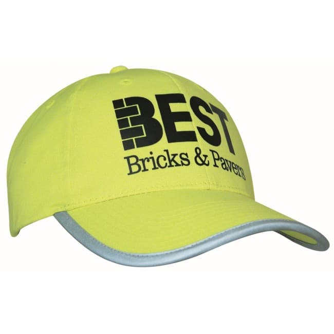 Custom Printed Luminescent Safety Cap with Reflective Trim