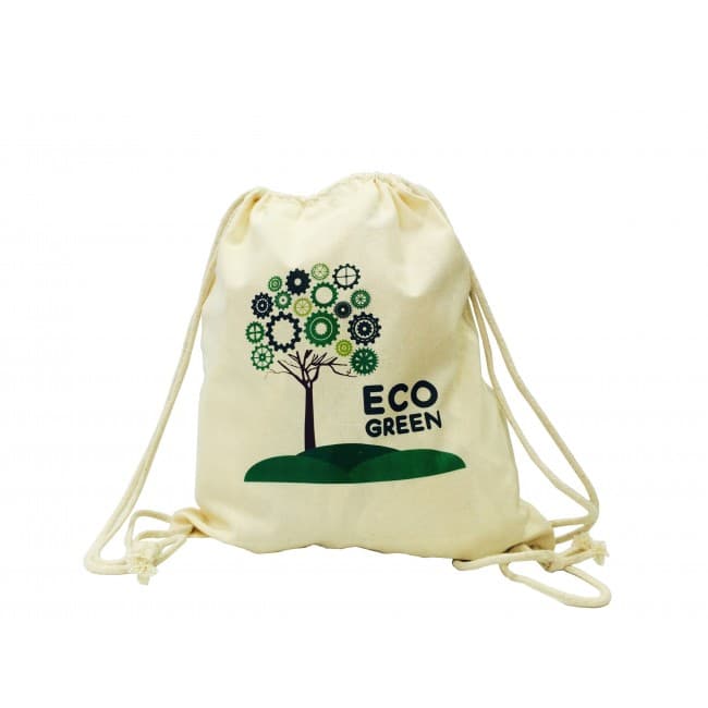 Custom Printed Dunham 6oz Natural Double Drawstring Bag